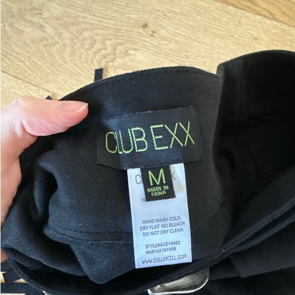 Club Exx - Fringed Studded Faux Suede Mini Skirt in Black & Silver - Picture 3 of 4